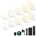 VST Smart Puck Lights, 10 Pack, 3000K-6000K Dimmable Under Cabinet&amp;Shelf Lights, Compatible with Alexa&amp;Google Home, App&amp;Remote Control, 12V 2W, Recessed/Surface Mount, White for Kitchen Display Case
