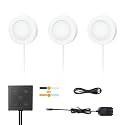 VST Under Cabinet Lights CCT 3000K-6000K, Puck Lights Color Temperature and Brightness Adjustable with Touch Switch and ETL Listed Led Driver, Plug in Led Light for Kitchen Under Cabinet 3pack