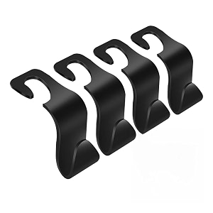 car seat headrest hooks 4 pack backseat headrest hangers storage for bags - abs black