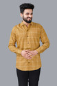 VTEXX Men Checkered Casual Yellow Shirt