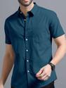 VTEXX Men Solid Casual Blue Shirt