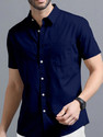 VTEXX Men Solid Casual Dark Blue Shirt