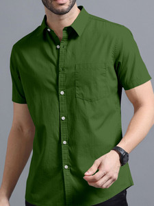 vtexx men solid casual green shirt