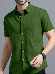 vtexx men solid casual green shirt