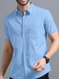 vtexx men solid casual light blue shirt