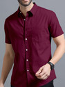 VTEXX Men Solid Casual Maroon Shirt