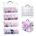 VTG Bead Organizer Box, 84 Pcs Small Plastic Containers with Lids, 4-Tier Stackable Storage Box, Clear Organizers for Jewelry Toys Craft Storage