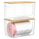 Vtopmart 2 Pack Trash Bag Holder with Bamboo Lid, Garbage Bag Dispenser