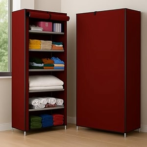 vtopmart collapsible wardrobe 6 shelves storage clothes storage rack quick wardrobecabinetmultipurpose storage rack foldable collapsible fabric organizer for home office maroon 6