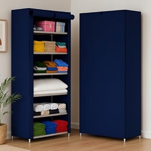 vtopmart collapsible wardrobe 6 shelves storage clothes storage rack quick wardrobecabinetmultipurpose storage rack foldable collapsible fabric organizer for home office blue 6