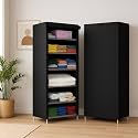 Vtopmart Collapsible Wardrobe 6 Shelves Storage Clothes Storage Rack Quick Wardrobe/Cabinet/Multipurpose Storage Rack, Foldable, Collapsible Fabric Organizer for Home Office (Black, 6)