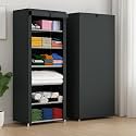 Vtopmart Collapsible Wardrobe 6 Shelves Storage Clothes Storage Rack Quick Wardrobe/Cabinet/Multipurpose Storage Rack, Foldable, Collapsible Fabric Organizer for Home Office (Grey, 6)