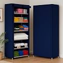 Vtopmart Collapsible Wardrobe 6 Shelves Storage Clothes Storage Rack Quick Wardrobe/Cabinet/Multipurpose Storage Rack, Foldable, Collapsible Fabric Organizer for Home Office (Blue, 6)