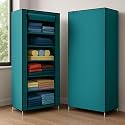 Vtopmart Collapsible Wardrobe 6 Shelves Storage Clothes Storage Rack Quick Wardrobe/Cabinet/Multipurpose Storage Rack, Foldable, Collapsible Fabric Organizer for Home Office (Firozi, 6)
