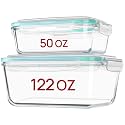 Vtopmart Large Glass Food Storage Containers with Lids, 122oz+50oz, 2 Pack