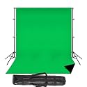 VTS 2 in 1 Photography Backdrop 8x12ft Green &amp; Black with 9x9ft Backgroud Stand Kit Washable Background Screen Carry Bag, (B01 + 2 in 1 Black &amp; Green Backdrop)
