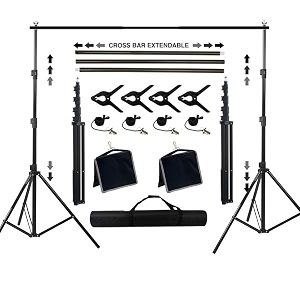 vts 9 ft wide extra crossbar length adjustable backdrop stand 9 ft tall extra height photo background support system with clamps elastic string clip9 x 9ft