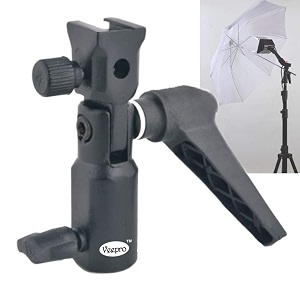vts deluxe umbrella mount flashvideo light sungun speed-lite holder bracket with steel metal shoe