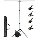 VTS T-Shape Portable Background Backdrop Support Stand Kit 6ft Wide 8.5ft Tall Adjustable Photo Backdrop Stand with 4 Spring Clamps+Send Bag