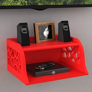 vudy wooden set top box wall shelf for setup boxwifi routerac remote stand wall mounted shelves red