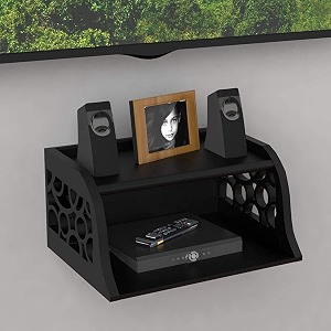 vudy wooden set top box wall shelf for setup boxwifi routerac remote stand wall mounted shelves black