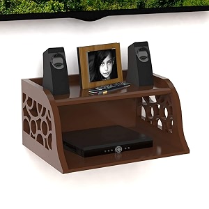 vudy wooden set top box wall shelf for setup boxwifi routerac remote stand wall mounted shelves brown