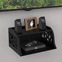 vudy Wooden Set Top Box Wall Shelf for Setup Box|WiFi Router|ac Remote Stand Wall Mounted Shelves (Black)