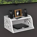 vudy Wooden Set Top Box Wall Shelf for Setup Box|WiFi Router|ac Remote Stand Wall Mounted Shelves (White)