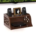 vudy Wooden Set Top Box Wall Shelf for Setup Box|WiFi Router|ac Remote Stand Wall Mounted Shelves (Brown)