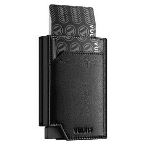 vulkit metal pop up wallet for men smart rfid blocking credit card holder magnetic closure men39s leather trifold wallets black minimalist