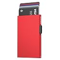 VULKIT Minimalist Credit Card Holder Pop Up Card Case RFID Protection Slim Metal Wallet Card Holder Wallet, Red, Taille unique, Minimalist