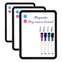 VUSIGN Small White Board Dry Erase, 8.5'' x 11'' Magnetic Dry Erase Board, Mini Whiteboard with Markers for Students, Fridge, Wall, Locker, Black (Pack of 3)