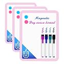 VUSIGN Small White Board Dry Erase, 8.5'' x 11'' Magnetic Dry Erase Board, Mini Whiteboard with Markers for Students, Fridge, Wall, Locker, Pink (Pack of 3)