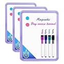 VUSIGN Small White Board Dry Erase, 8.5'' x 11'' Magnetic Dry Erase Board, Mini Whiteboard with Markers for Fridge, Wall, Locker, Purple (Pack of 3)