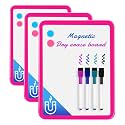 VUSIGN Small White Board Dry Erase, 8.5'' x 11'' Magnetic Dry Erase Board, Mini Whiteboard with Markers for Students, Fridge, Wall, Locker, Dark Pink (Pack of 3)