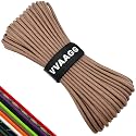 VVAAGG 550lb Paracord 100FT: 4mm Tan Lightweight and Durable Camping Rope 7 Strand Nylon Parachute Cord for Fishing