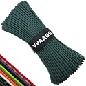 VVAAGG 550lb Paracord Rope 200FT: 4mm Lightweight and Durable Camping Rope 7 Strand Nylon Parachute Cord for Fishing Clothesline Hammock Tent &amp; Survival DIY Bracelet DKgreen