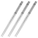 Vyapti Enterprise Reusable Metal Stainless Steel Chopsticks Dishwasher Safe Lightweight Easy to Use Metal Chop Stick Utensils (3)