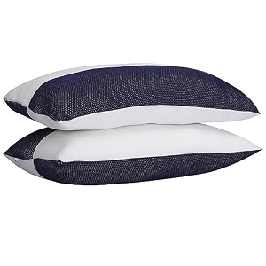 microfiber height adjustable hollow fibre sleeping pillow with zip  pillow set of 2 white and blue 27 x 17 inches  pillows with 4 month-warranty