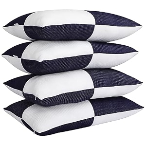 microfiber height adjustable hollow fibre sleeping pillow with zip  pillows set of 4 blue and white 27 x 17 inches  pillows with 4 month-warranty