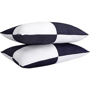 microfiber height adjustable hollow fibre sleeping pillow with zip  pillow set of 2 blue and white 27 x 17 inches  pillows with 4 month-warranty