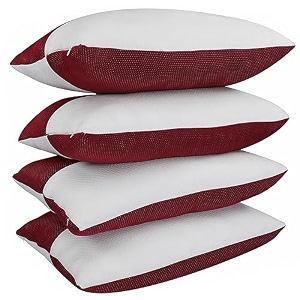 microfiber height adjustable hollow fibre sleeping pillow with zip  pillows set of 4 white and red 27 x 17 inches  pillows with 4 month-warranty