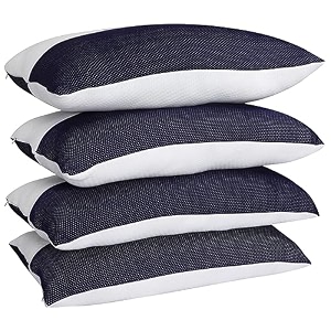 microfiber height adjustable hollow fibre sleeping pillow with zip  pillows set of 4 white and blue 27 x 17 inches  pillows with 4 month-warranty
