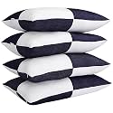 Microfiber Height Adjustable Hollow Fibre Sleeping Pillow with Zip | Pillows Set of 4 (Blue and White, 27 X 17 Inches) | Pillows with 4 Month-Warranty