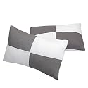 Microfiber Height Adjustable Hollow Fibre Sleeping Pillow with Zip | Pillow Set of 2 (White and Grey, 27 X 17 Inches) | Pillows with 4 Month-Warranty