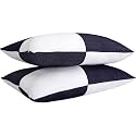 Microfiber Height Adjustable Hollow Fibre Sleeping Pillow with Zip | Pillow Set of 2 (Blue and White, 27 X 17 Inches) | Pillows with 4 Month-Warranty