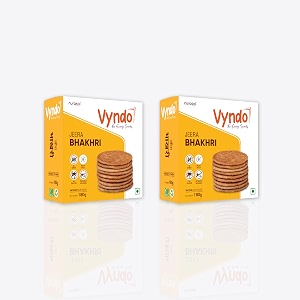 vyndo jeera bhakhri - pack of 2 180 gm each millet snacks healthy snacks gluten free no wheat best fasting upwas snack diet friendly
