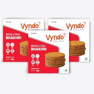 vyndo masala ragi bhakhri  pack of 3 180g each  gluten-free millet snacks no palm oil  healthy energy-rich ragi crisps for kids amp adults  wholesome ready-to-eat snacks