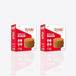 vyndo masala ragi bhakhri  pack of 2 180g each  gluten-free millet snacks no palm oil  healthy energy-rich ragi crisps for kids amp adults  wholesome ready-to-eat snacks