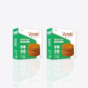 vyndo moong bajra bhakhri  pack of 2 180g each  protein-rich millet snacks gluten-free wheat-free no palm oil  healthy energy snacks for adults amp kids